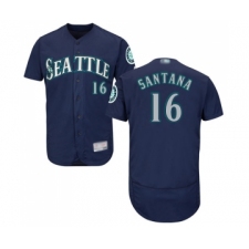 Men's Seattle Mariners #16 Domingo Santana Navy Blue Alternate Flex Base Authentic Collection Baseball Jersey