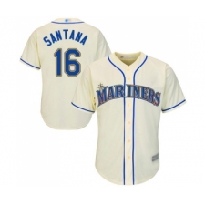 Men's Seattle Mariners #16 Domingo Santana Replica Cream Alternate Cool Base Baseball Jersey