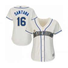 Women's Seattle Mariners #16 Domingo Santana Replica Cream Alternate Cool Base Baseball Jersey