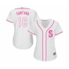 Women's Seattle Mariners #16 Domingo Santana Replica White Fashion Cool Base Baseball Jersey