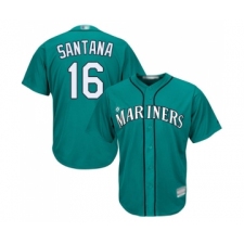 Youth Seattle Mariners #16 Domingo Santana Replica Teal Green Alternate Cool Base Baseball Jersey