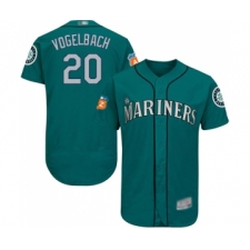Men's Seattle Mariners #20 Dan Vogelbach Teal Green Alternate Flex Base Authentic Collection Baseball Jersey