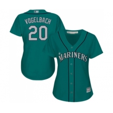 Women's Seattle Mariners #20 Dan Vogelbach Replica Teal Green Alternate Cool Base Baseball Jersey