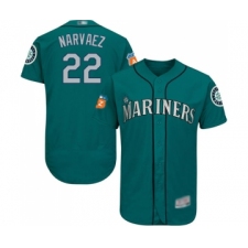 Men's Seattle Mariners #22 Omar Narvaez Teal Green Alternate Flex Base Authentic Collection Baseball Jersey