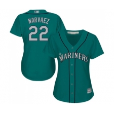 Women's Seattle Mariners #22 Omar Narvaez Replica Teal Green Alternate Cool Base Baseball Jersey