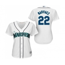 Women's Seattle Mariners #22 Omar Narvaez Replica White Home Cool Base Baseball Jersey