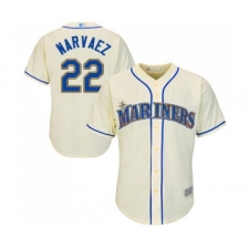 Youth Seattle Mariners #22 Omar Narvaez Replica Cream Alternate Cool Base Baseball Jersey