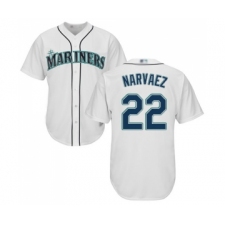 Youth Seattle Mariners #22 Omar Narvaez Replica White Home Cool Base Baseball Jersey