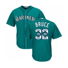 Men's Seattle Mariners #32 Jay Bruce Authentic Teal Green Team Logo Fashion Cool Base Baseball Jersey