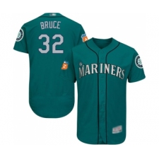 Men's Seattle Mariners #32 Jay Bruce Teal Green Alternate Flex Base Authentic Collection Baseball Jersey