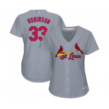 Women's St. Louis Cardinals #33 Drew Robinson Replica Grey Road Cool Base Baseball Jersey