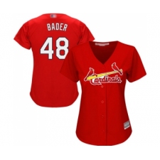 Women's St. Louis Cardinals #48 Harrison Bader Replica Red Alternate Cool Base Baseball Jersey