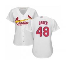Women's St. Louis Cardinals #48 Harrison Bader Replica White Home Cool Base Baseball Jersey
