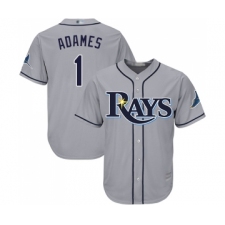Men's Tampa Bay Rays #1 Willy Adames Replica Grey Road Cool Base Baseball Jersey