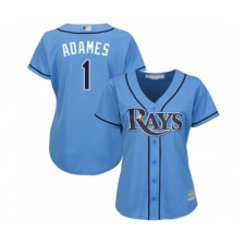 Women's Tampa Bay Rays #1 Willy Adames Replica Light Blue Alternate 2 Cool Base Baseball Jersey