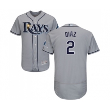 Men's Tampa Bay Rays #2 Yandy Diaz Grey Road Flex Base Authentic Collection Baseball Jersey