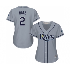Women's Tampa Bay Rays #2 Yandy Diaz Replica Grey Road Cool Base Baseball Jersey