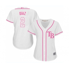 Women's Tampa Bay Rays #2 Yandy Diaz Replica White Fashion Cool Base Baseball Jersey