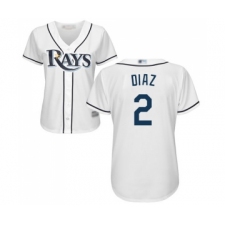 Women's Tampa Bay Rays #2 Yandy Diaz Replica White Home Cool Base Baseball Jersey