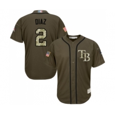 Youth Tampa Bay Rays #2 Yandy Diaz Authentic Green Salute to Service Baseball Jersey