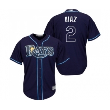 Youth Tampa Bay Rays #2 Yandy Diaz Replica Navy Blue Alternate Cool Base Baseball Jersey