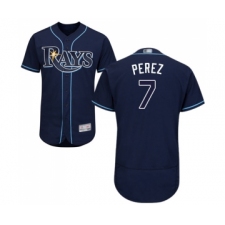 Men's Tampa Bay Rays #7 Michael Perez Navy Blue Alternate Flex Base Authentic Collection Baseball Jersey