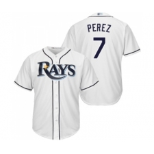 Men's Tampa Bay Rays #7 Michael Perez Replica White Home Cool Base Baseball Jersey