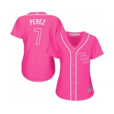 Women's Tampa Bay Rays #7 Michael Perez Replica Pink Fashion Cool Base Baseball Jersey