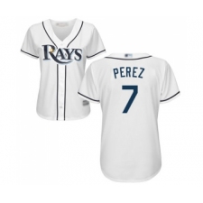 Women's Tampa Bay Rays #7 Michael Perez Replica White Home Cool Base Baseball Jersey
