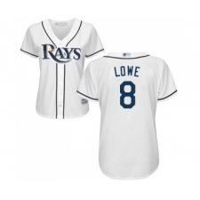 Women's Tampa Bay Rays #8 Brandon Lowe Replica White Home Cool Base Baseball Jersey