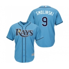 Men's Tampa Bay Rays #9 Jake Smolinski Replica Light Blue Alternate 2 Cool Base Baseball Jersey