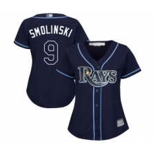 Women's Tampa Bay Rays #9 Jake Smolinski Replica Navy Blue Alternate Cool Base Baseball Jersey