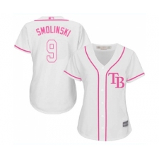 Women's Tampa Bay Rays #9 Jake Smolinski Replica White Fashion Cool Base Baseball Jersey