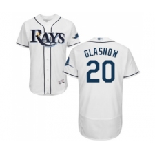 Men's Tampa Bay Rays #20 Tyler Glasnow Home White Home Flex Base Authentic Collection Baseball Jersey