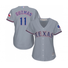 Women's Texas Rangers #11 Ronald Guzman Replica Grey Road Cool Base Baseball Jersey