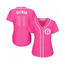 Women's Texas Rangers #11 Ronald Guzman Replica Pink Fashion Cool Base Baseball Jersey