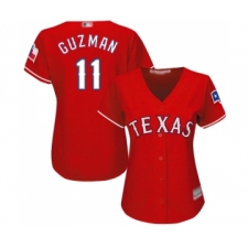 Women's Texas Rangers #11 Ronald Guzman Replica Red Alternate Cool Base Baseball Jersey
