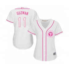 Women's Texas Rangers #11 Ronald Guzman Replica White Fashion Cool Base Baseball Jersey
