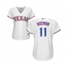 Women's Texas Rangers #11 Ronald Guzman Replica White Home Cool Base Baseball Jersey