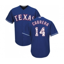 Men's Texas Rangers #14 Asdrubal Cabrera Authentic Royal Blue Team Logo Fashion Cool Base Baseball Jersey