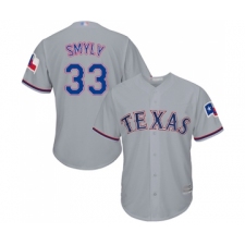 Men's Texas Rangers #33 Drew Smyly Replica Grey Road Cool Base Baseball Jersey