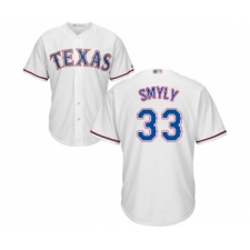 Youth Texas Rangers #33 Drew Smyly Replica White Home Cool Base Baseball Jersey