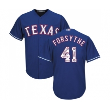 Men's Texas Rangers #41 Logan Forsythe Authentic Royal Blue Team Logo Fashion Cool Base Baseball Jersey