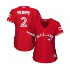 Women's Toronto Blue Jays #2 Clayton Richard Replica Scarlet Alternate Baseball Jersey