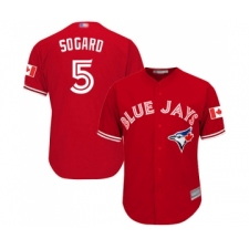 Men's Toronto Blue Jays #5 Eric Sogard Replica Scarlet Alternate Cool Base Baseball Jersey