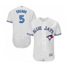 Men's Toronto Blue Jays #5 Eric Sogard White Home Flex Base Authentic Collection Baseball Jersey