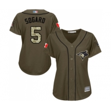 Women's Toronto Blue Jays #5 Eric Sogard Authentic Green Salute to Service Baseball Jersey
