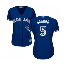 Women's Toronto Blue Jays #5 Eric Sogard Replica Blue Alternate Baseball Jersey