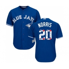 Men's Toronto Blue Jays #20 Bud Norris Authentic Blue Team Logo Fashion Baseball Jersey