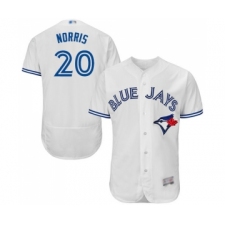 Men's Toronto Blue Jays #20 Bud Norris White Home Flex Base Authentic Collection Baseball Jersey